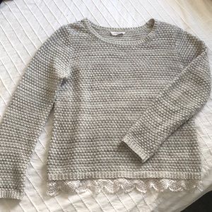 Grey lace trim sweater